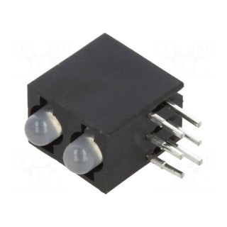 LED | in housing | red,green | 3mm | No.of diodes: 2 | 20mA | 40° | 2÷2.6V