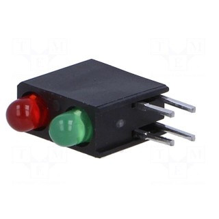 LED | in housing | red/green | 3mm | No.of diodes: 2 | 2mA | 40°