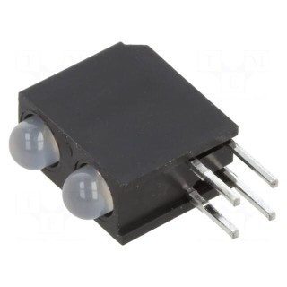 LED | in housing | red,green | 3mm | No.of diodes: 2 | 20mA | 45° | 30mcd