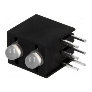 LED | in housing | red/green | 3mm | No.of diodes: 2 | 20mA | cathode | 60°