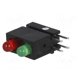 LED | in housing | red,green | 3mm | No.of diodes: 2 | 2mA | 60°