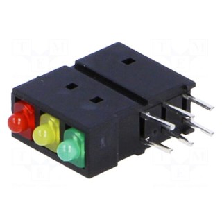 LED | in housing | red/green/yellow | 1.8mm | No.of diodes: 3 | 20mA