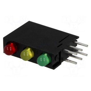 LED | in housing | red/green/yellow | 3mm | No.of diodes: 3 | 20mA | 40°
