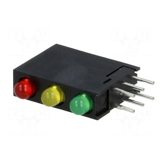 LED | in housing | red/green/yellow | 3mm | No.of diodes: 3 | 20mA | 40°