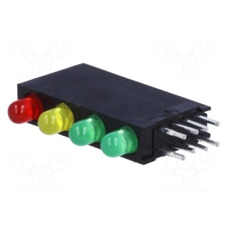 LED | in housing | red/green/yellow | 3mm | No.of diodes: 4 | 20mA | 40°