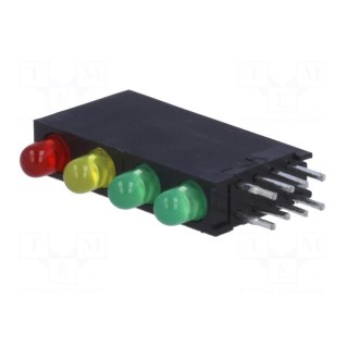 LED | in housing | red/green/yellow | 3mm | No.of diodes: 4 | 20mA | 40°