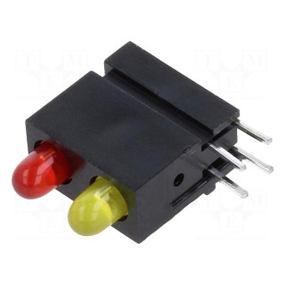LED | in housing | red/yellow | 2.8mm | No.of diodes: 2 | 2mA | 60°