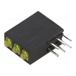 LED | in housing | yellow | 1.8mm | No.of diodes: 3 | 20mA | 50° | 2÷2.8V