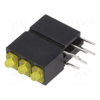 LED | in housing | yellow | 1.8mm | No.of diodes: 3 | 20mA | 70° | 5÷17mcd