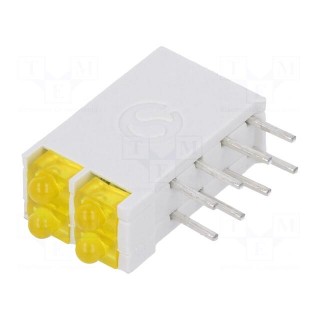 LED | in housing | yellow | 1.8mm | No.of diodes: 4 | 10mA | 38° | 2.1V