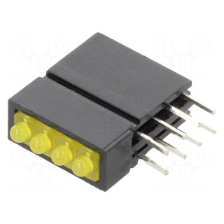 LED | in housing | yellow | 1.8mm | No.of diodes: 4 | 20mA | 70° | 5÷17mcd