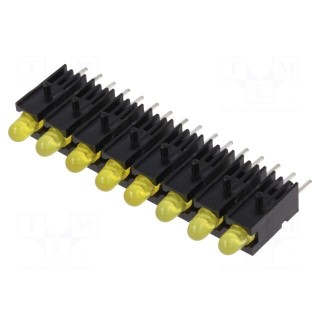 LED | in housing | yellow | 2.8mm | No.of diodes: 8 | 20mA | 60° | 10÷20mcd