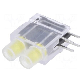 LED | in housing | yellow | 3.9mm | No.of diodes: 2 | 20mA | 40° | 2.1V