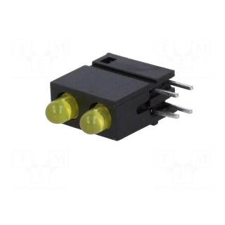 LED | in housing | yellow | 3mm | No.of diodes: 2 | 20mA | 40° | 2.1V | 25mcd