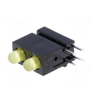 LED | in housing | yellow | 3mm | No.of diodes: 2 | 20mA | 60° | 1.2÷4mcd