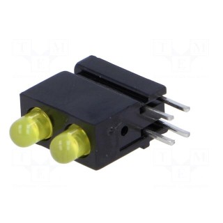 LED | in housing | yellow | 3mm | No.of diodes: 2 | 20mA | 60° | 10÷20mcd