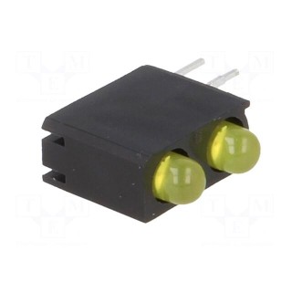 LED | in housing | yellow | 3mm | No.of diodes: 2 | 40° | 12mcd | λd: 588nm