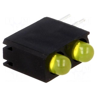 LED | in housing | yellow | 3mm | No.of diodes: 2 | 40° | 12mcd | λd: 588nm