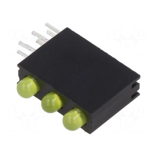 LED | in housing | yellow | 3mm | No.of diodes: 3 | 20mA | Lens: diffused