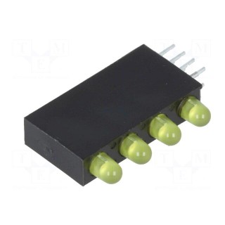 LED | in housing | yellow | 3mm | No.of diodes: 4 | 20mA | 80° | 1.6÷2.6V
