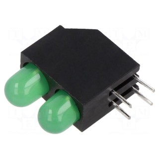 LED | in housing | yellow green | 5mm | No.of diodes: 2 | 30mA | 60°