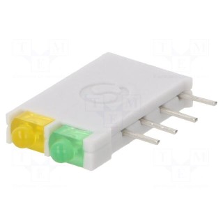 LED | in housing | yellow/green | 1.8mm | No.of diodes: 2 | 10mA | 38°