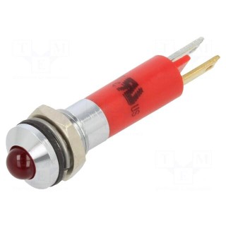 Indicator: LED | prominent | red | 24VDC | Ø8mm | IP67 | metal,plastic