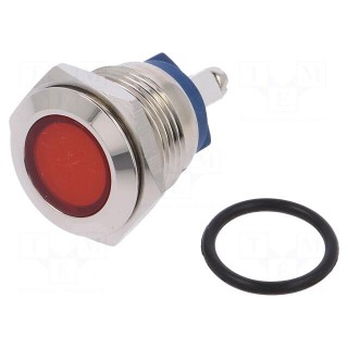 Indicator: LED | flat | 12VDC | 12VAC | Cutout: Ø16mm | screw | brass