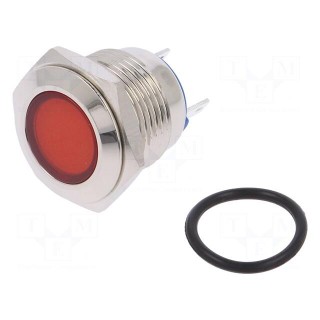 Indicator: LED | flat | 24VDC | 24VAC | Cutout: Ø16mm | brass