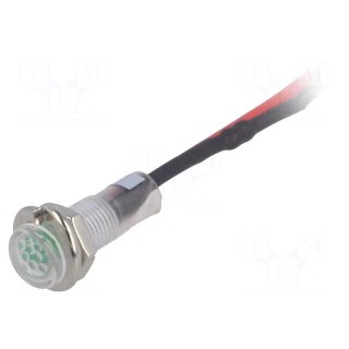 Indicator: LED | flat | green | 24VDC | Ø5.2mm | IP40 | leads 100mm