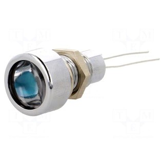 Indicator: LED | flat | Cutout: Ø8.2mm | IP67 | for PCB | brass | ØLED: 5mm