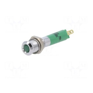 Indicator: LED | superflat | green | 12VDC | Ø6mm | IP40 | metal,plastic