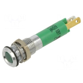Indicator: LED | superflat | green | 12VDC | Ø8mm | IP40 | metal,plastic