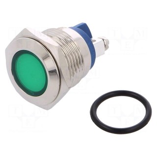 Indicator: LED | flat | 24VDC | 24VAC | Cutout: Ø16mm | screw | brass