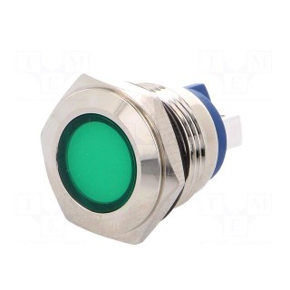 Indicator: LED | flat | 24VDC | 24VAC | Cutout: Ø16mm | screw | brass