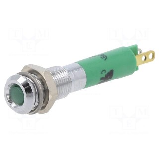 Indicator: LED | superflat | green | 24VDC | Ø6mm | IP40 | metal,plastic