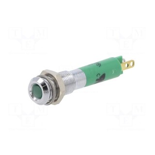 Indicator: LED | superflat | green | 24VDC | Ø6mm | IP40 | metal,plastic