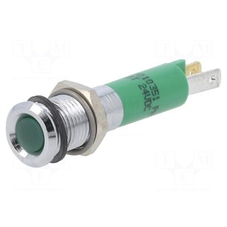 Indicator: LED | superflat | green | 24VDC | Ø8mm | IP40 | metal,plastic