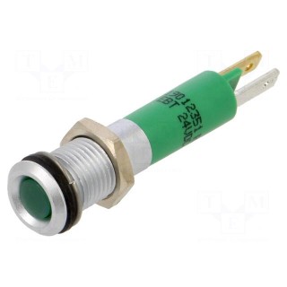 Indicator: LED | superflat | green | 24VDC | Ø8mm | IP40 | metal | ØLED: 5mm