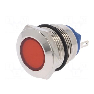 Indicator: LED | flat | 12VDC | 12VAC | Cutout: Ø19mm | brass