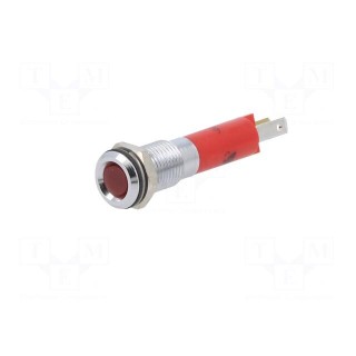 Indicator: LED | superflat | red | 12VDC | Ø8mm | IP40 | metal,plastic