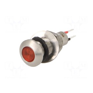 Indicator: LED | flat | red | 24÷28VDC | Ø8.1mm | IP67 | stainless steel