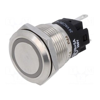 Indicator: LED | flat | red | 24VDC | 24VAC | Ø19mm | Body: silver