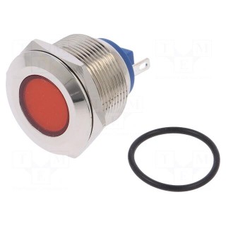 Indicator: LED | flat | 24VDC | 24VAC | Cutout: Ø22mm | brass