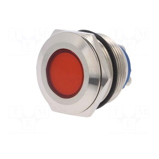 Indicator: LED | flat | 24VDC | 24VAC | Cutout: Ø22mm | screw | brass