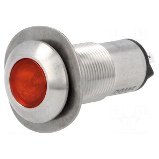 Indicator: LED | flat | 24VDC | Cutout: Ø13mm | IP67 | stainless steel