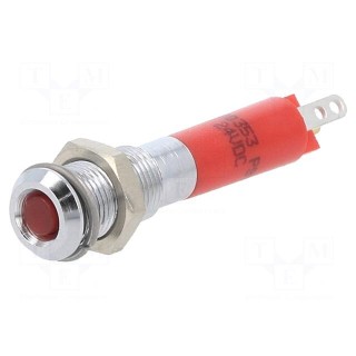 Indicator: LED | superflat | red | 24VDC | Ø6mm | IP40 | metal,plastic