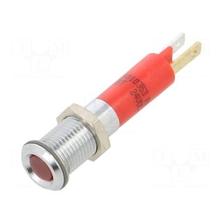 Indicator: LED | superflat | red | 24VDC | Ø8mm | IP40 | metal,plastic