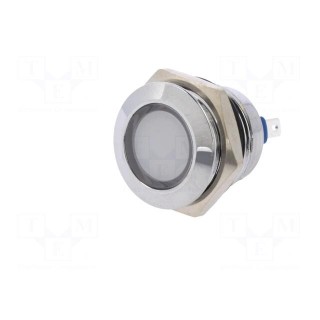 Indicator: LED | flat | white | 12VDC | 12VAC | Ø16mm | brass | Body: silver