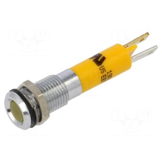 Indicator: LED | superflat | yellow | 12VDC | Ø8mm | IP40 | metal,plastic